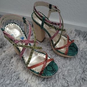 Colorful Strappy Platform Sandals